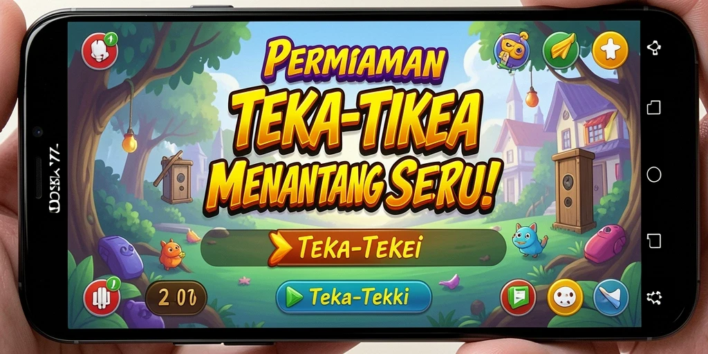 Tampilan antarmuka permainan Teka-Teki yang menarik dan berwarna.