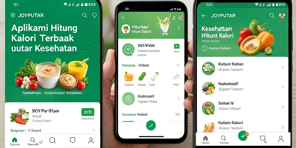 Antarmuka pengguna JOYPUTAR menampilkan fungsi Hitung Kalori yang mudah digunakan.