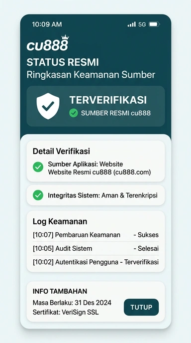 Tampilan kanal resmi cu888
